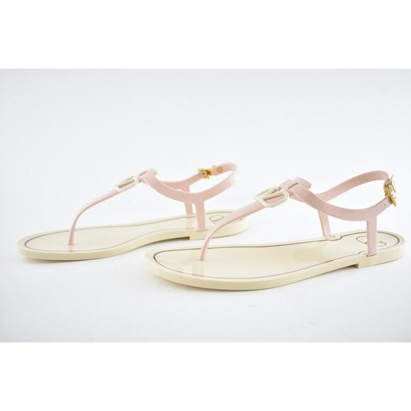Valentino Rockstud Pink V Logo PVC Thong Rubber Jelly Ankle Strap Flat Sandal 41 - Picture 9 of 11